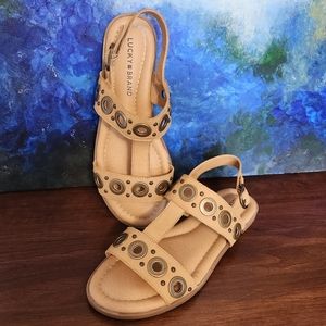 Lucky Brand Women's Ansel2 Leather Sandals, Color: Tan, Size: 8